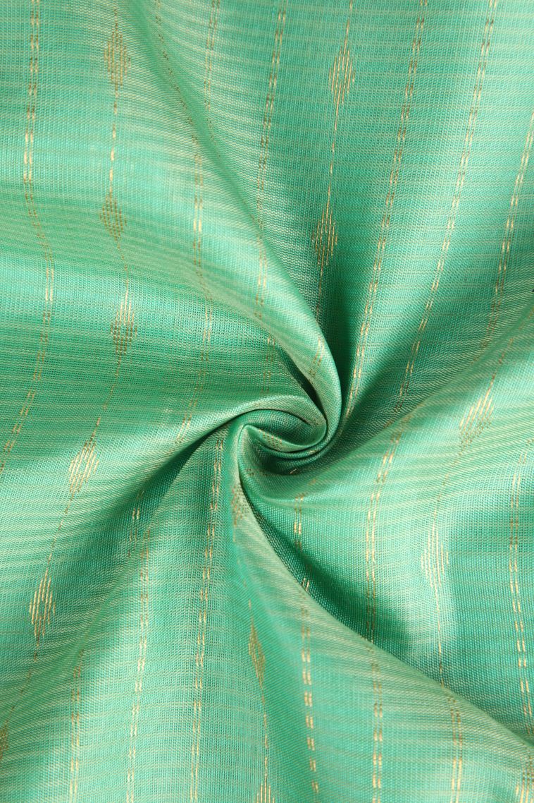 Mint Green Soft Silk Saree with Gold Zari Rain Drops Mottif view 4