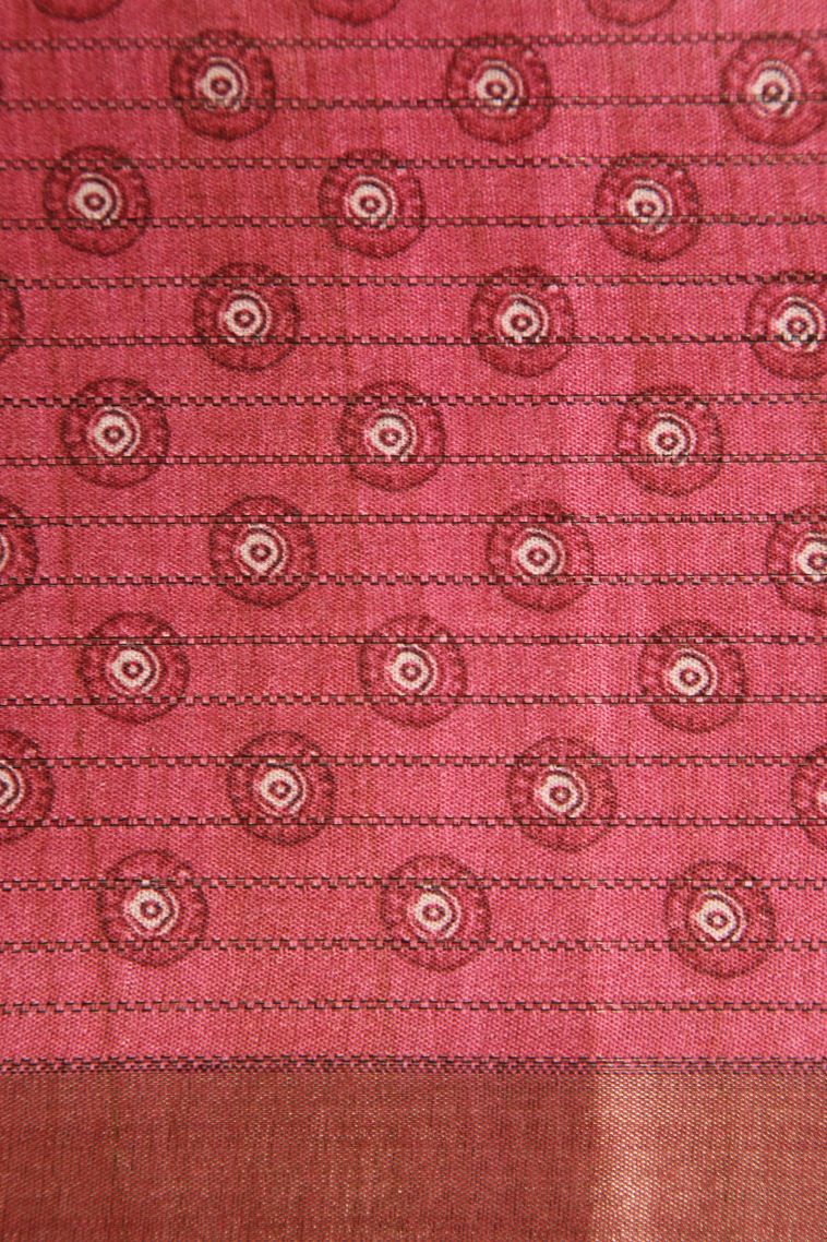 Sage Green Semi Tussar Silk with Gold Zari Story Telling view 3