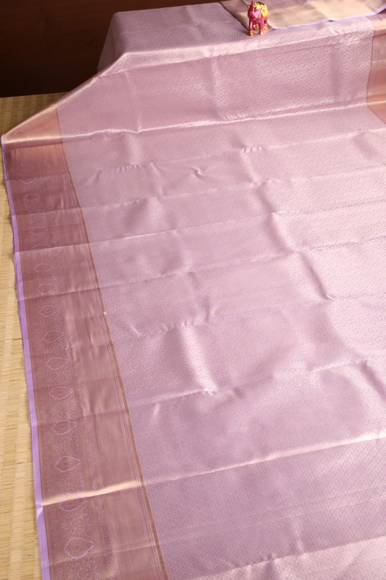 Crepe Pink Tissue Silk Sarees with Gold Zari Floral Patterns view 2