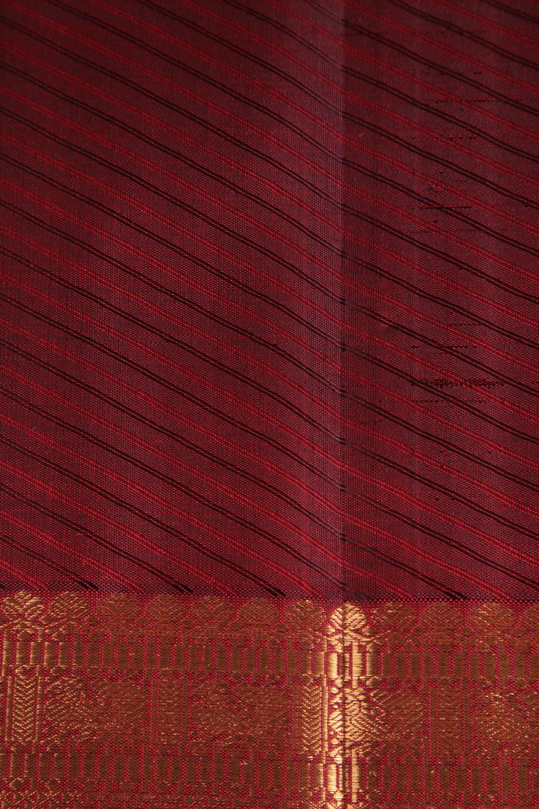 Bindi Red Kanchipuram Silk Sarees with Gold Zari Floral Patterns view 3