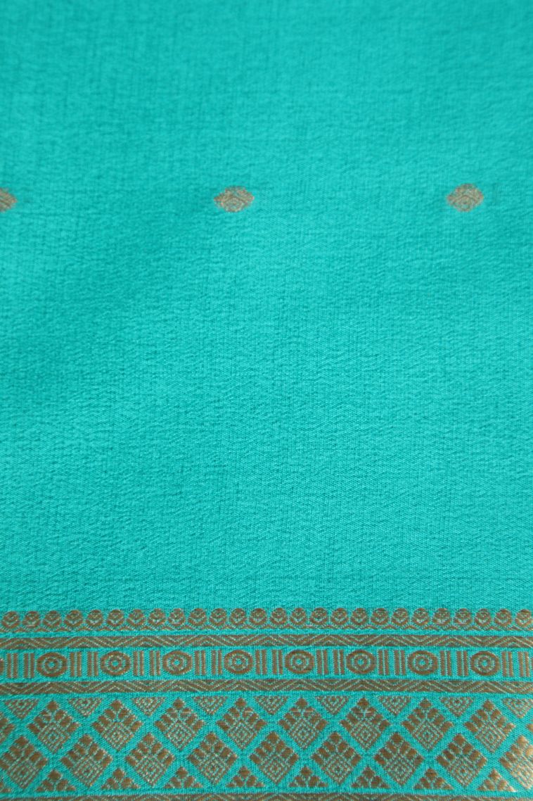 Magenta  Pink Mysore Silk with Gold Zari Buttis (small Dots Or Motifs) view 3