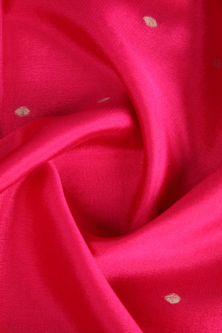 Magenta  Pink Mysore Silk with Gold Zari Buttis (small Dots Or Motifs) view 4