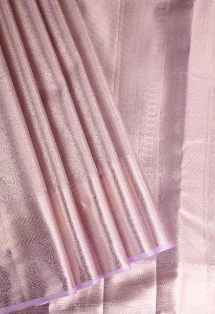 Periwinkle Purple Tissue Silk Sarees with Gold Zari Floral Patterns