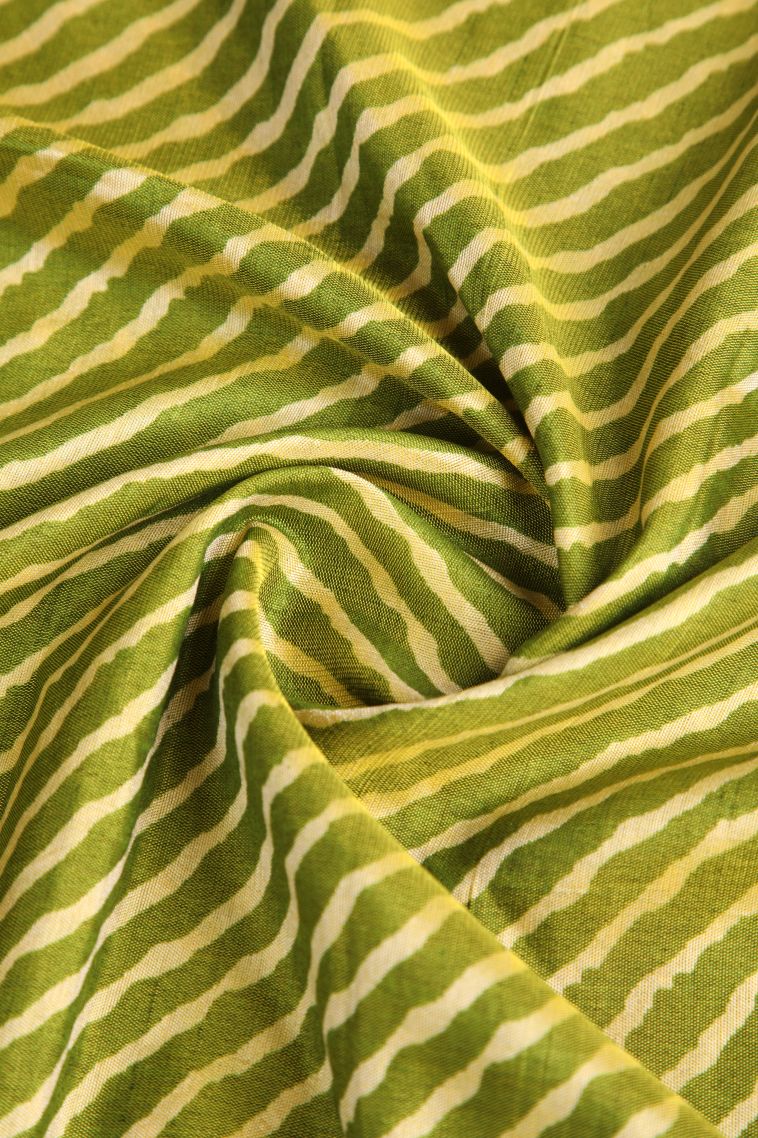 Pickle Green Semi Tussar Silk with Gold Zari Geometric Shapes view 4