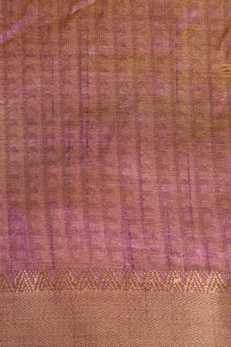 Pickle Green Semi Tussar Silk with Gold Zari Geometric Shapes view 3