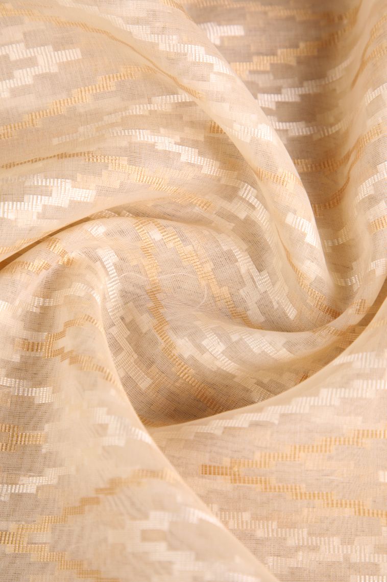 Coconut White Organza Saree with Multy Coiour Zari Geometric Shapes view 4