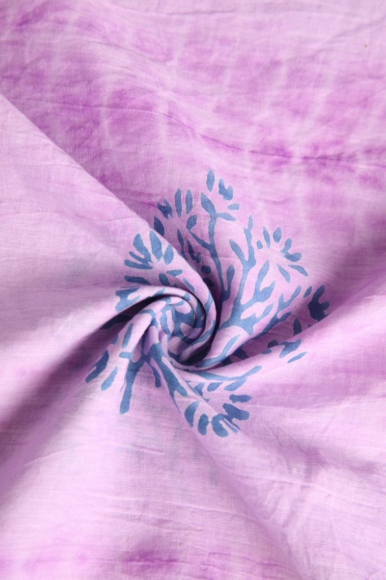 Lavender Purple Cotton Sarees with Without Zari Zari Floral Patterns view 4
