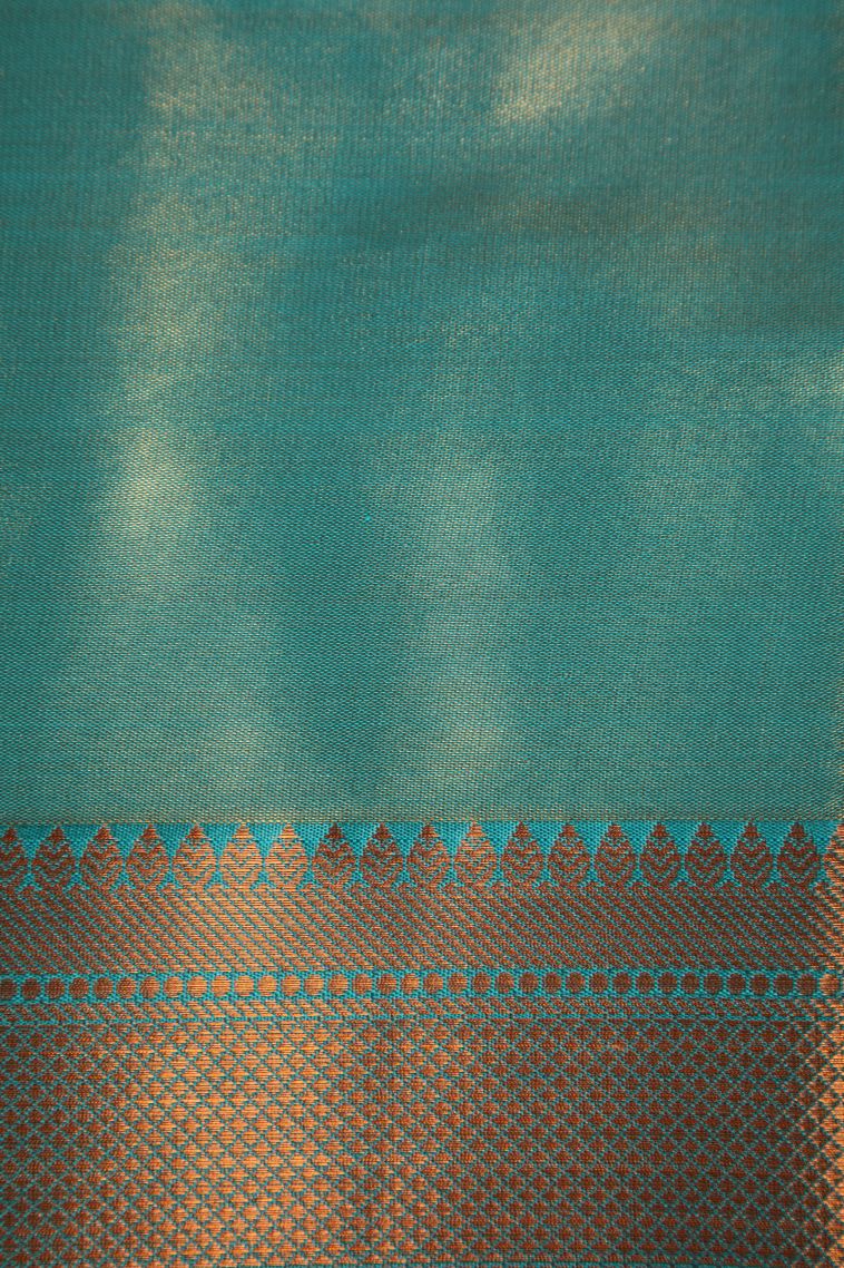 Gold Visiri Madippu Silk Sarees with Copper Zari Floral Patterns view 3