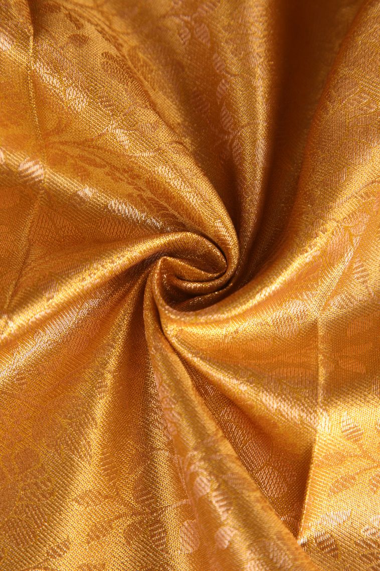 Gold Visiri Madippu Silk Sarees with Copper Zari Floral Patterns view 4