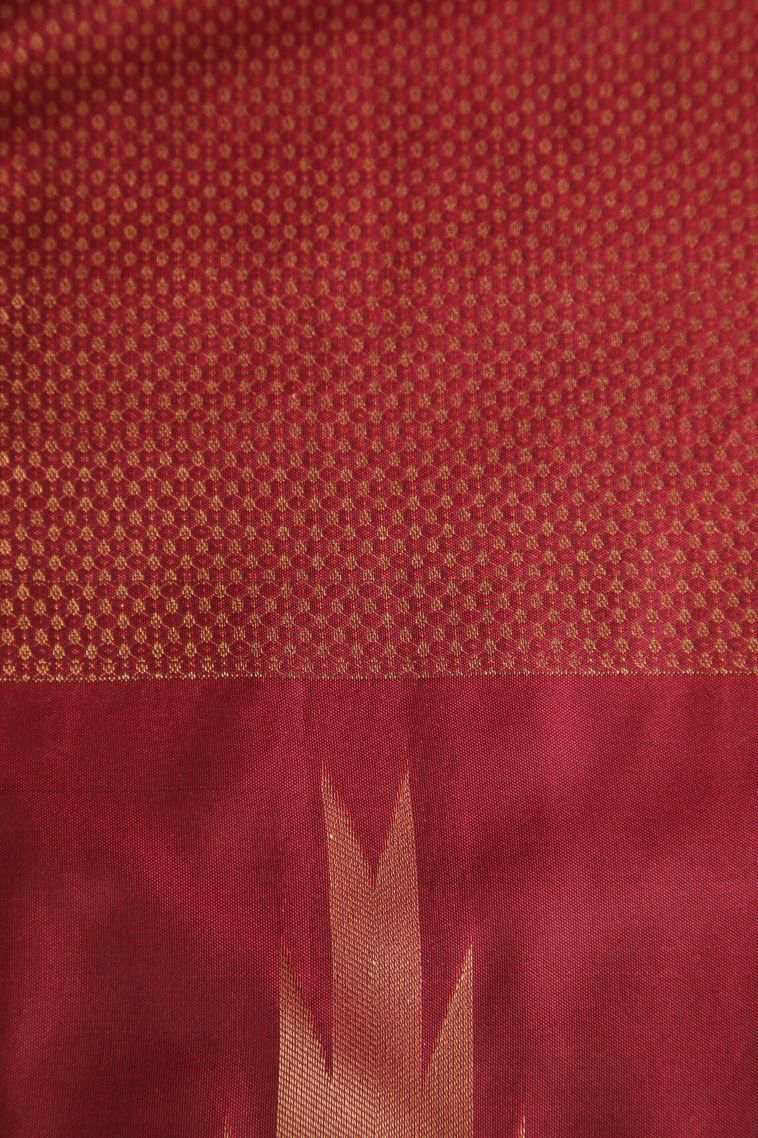 Currant Red Apoorva Silk Sarees with Gold Zari Thilagam Puttas view 3