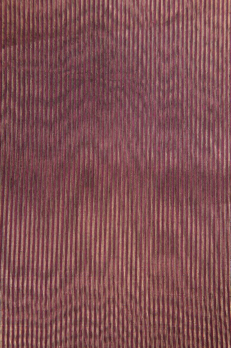 Bosenberry Purple Semi Tussar Silk with Gold Zari Stripes view 3