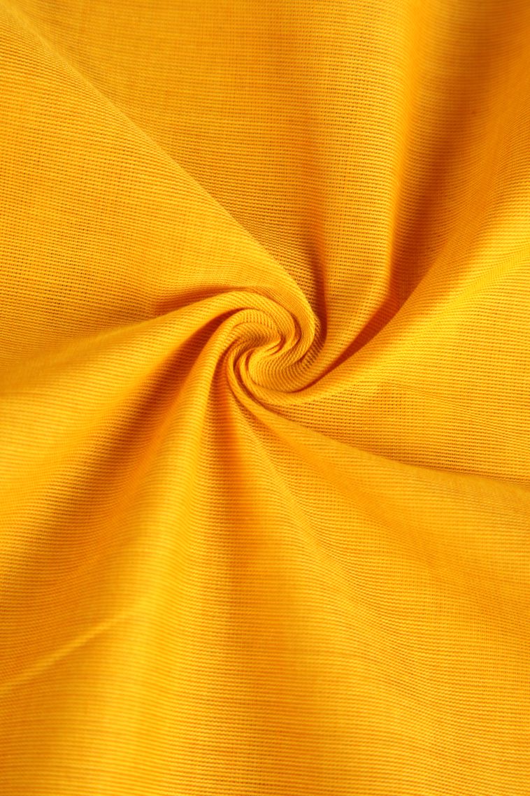 Merigold Orange Chettinad Cotton Sarees with Gold Zari Plain view 4