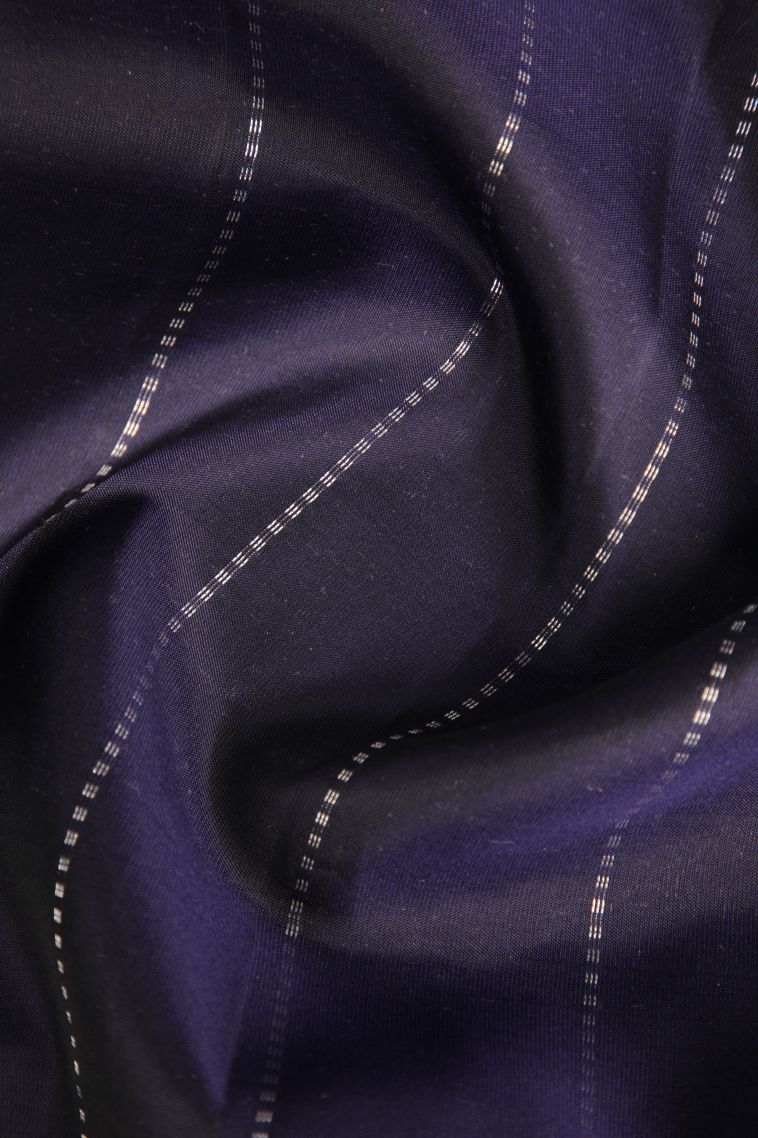 Indigo Blue Soft Silk Saree with Silver Zari Floral Puttas view 4