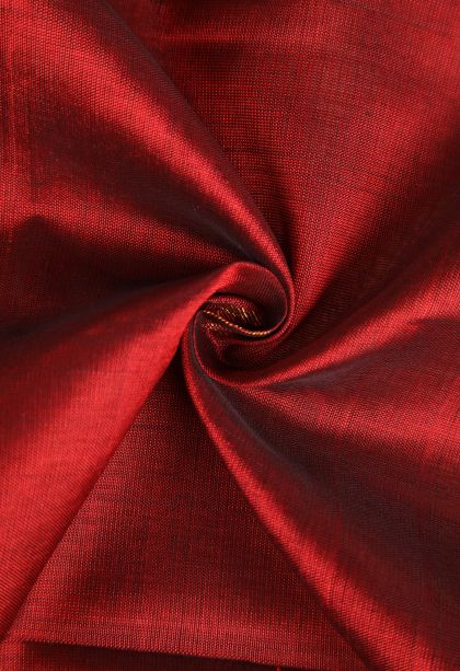 Apple Red Silk Cotton with Gold Zari Buttis (small Dots Or Motifs)
