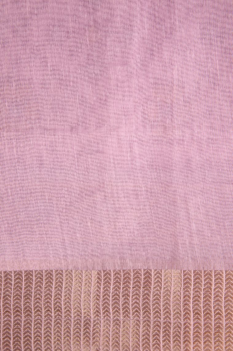 Lean Pink Tussar Cotton Sarees with Gold Zari Floral Patterns view 3