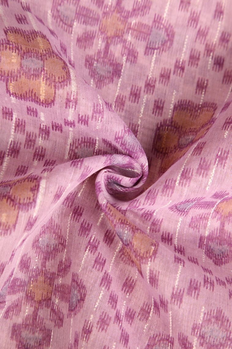 Lean Pink Tussar Cotton Sarees with Gold Zari Floral Patterns view 4