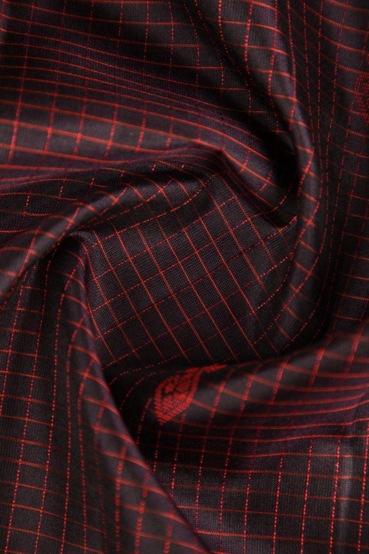 Rock Black Soft Silk Saree with Copper Zari Floral Patterns view 4