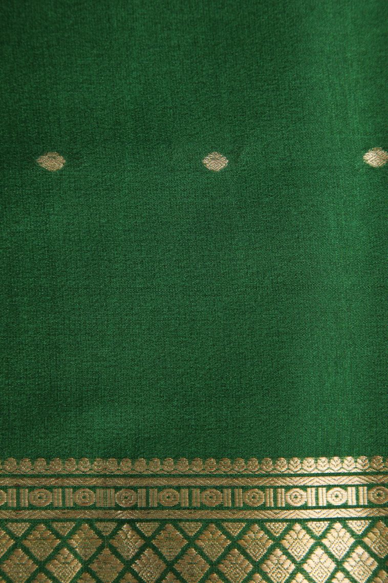 Honey Orange Mysore Silk with Gold Zari Buttis (small Dots Or Motifs) view 3