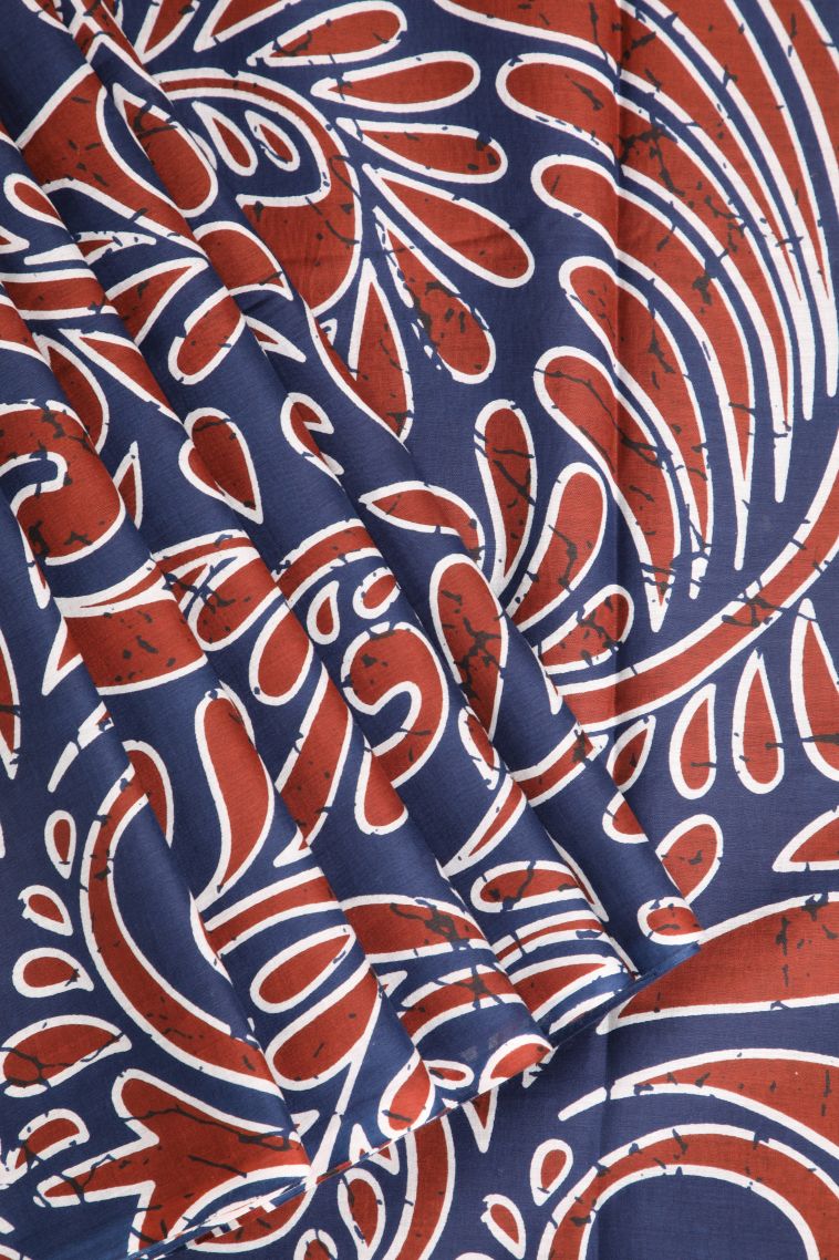 Indigo Blue Cotton Sarees with Without Zari Zari Geometric Shapes