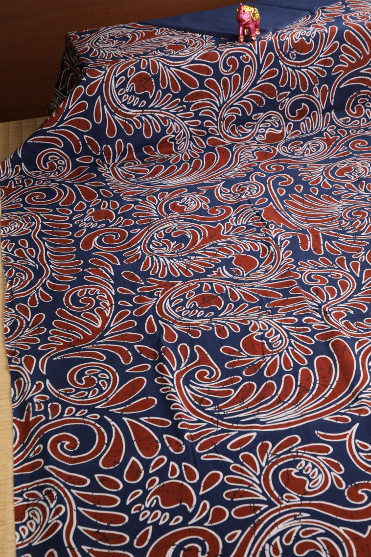 Indigo Blue Cotton Sarees with Without Zari Zari Geometric Shapes view 2