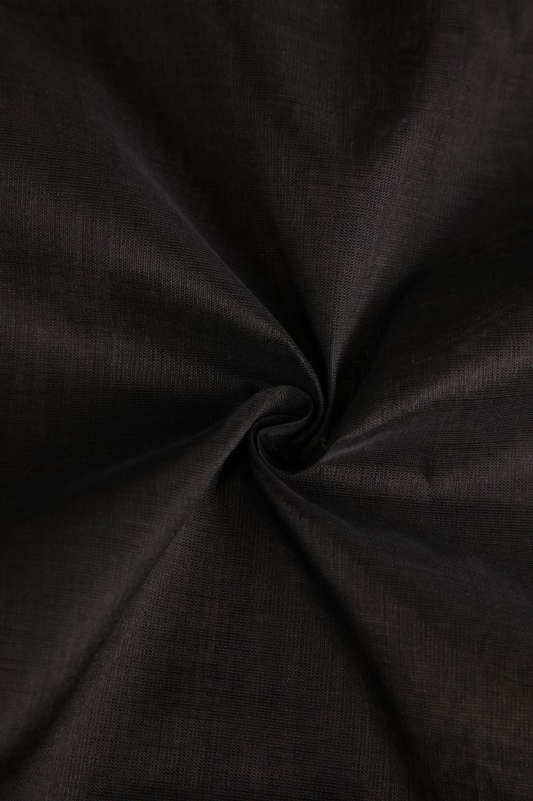 Asphalt Black Silk Cotton with Gold Zari Plain Zari view 4