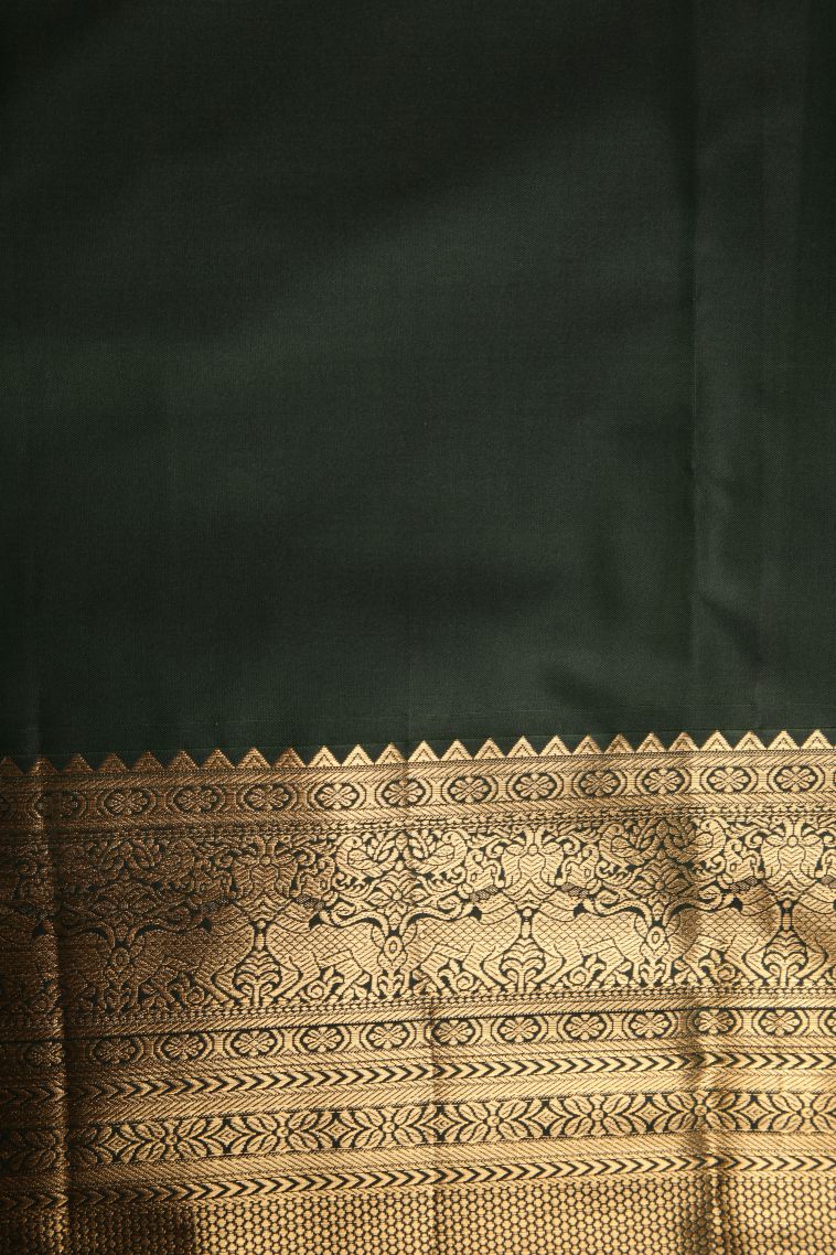 Bottle Green Apoorva Silk Sarees with Gold Zari Animal And Bird Motifs ...
