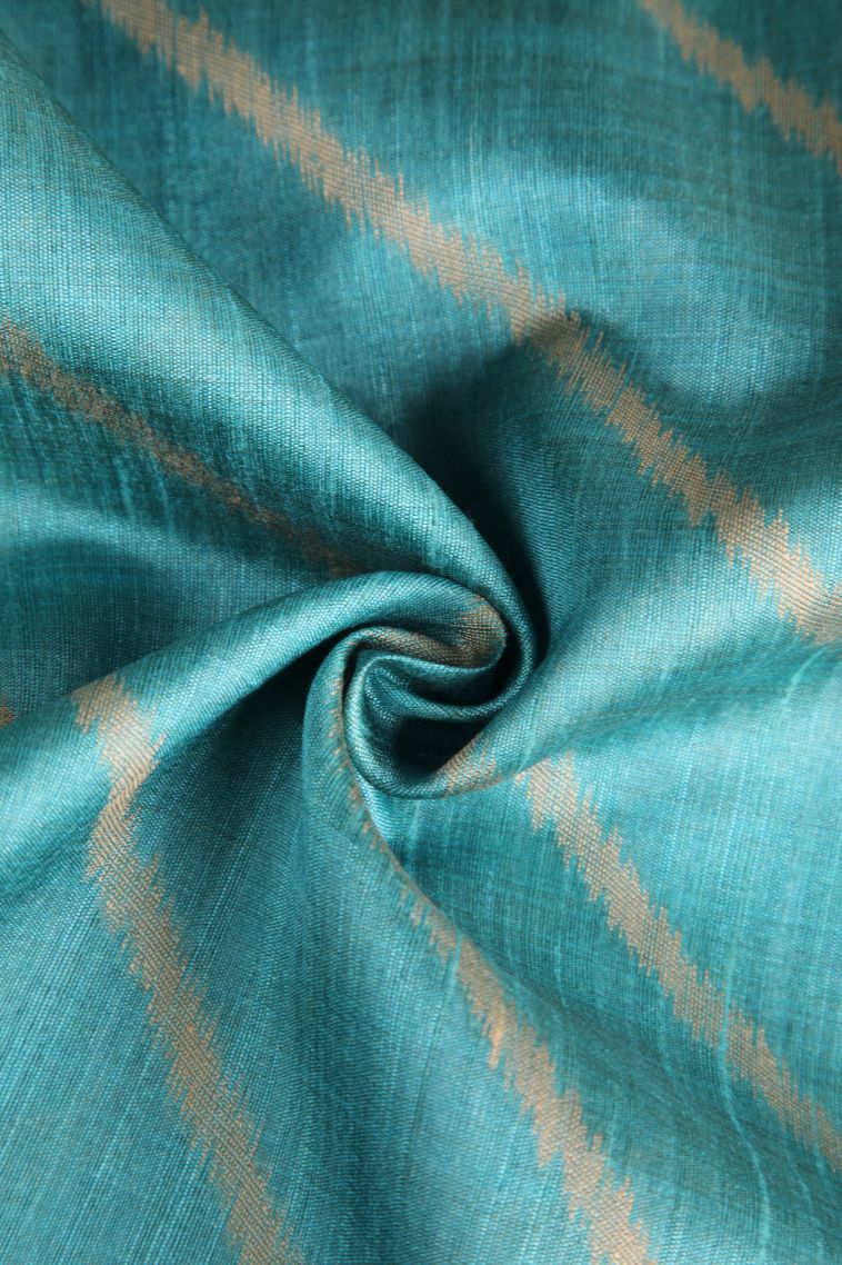 Sky Blue Semi Tussar Silk with Without Zari Zari Cross Straipes view 4