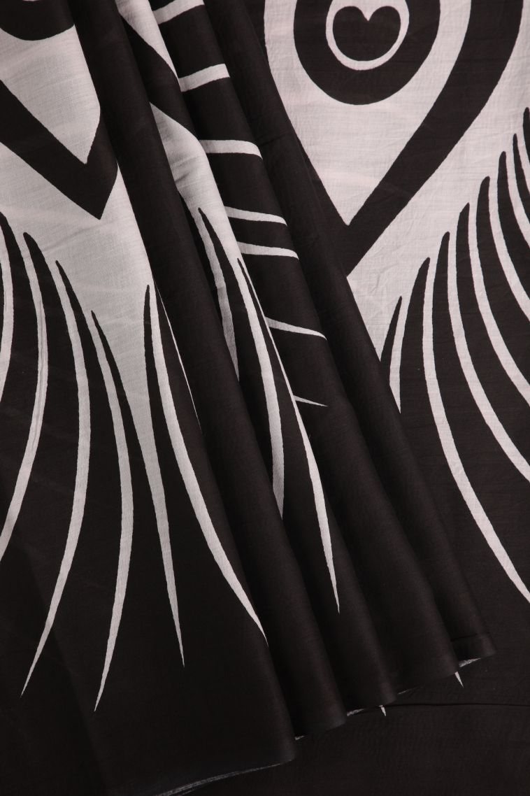 Asphalt Black Cotton Sarees with Without Zari Zari Floral Patterns