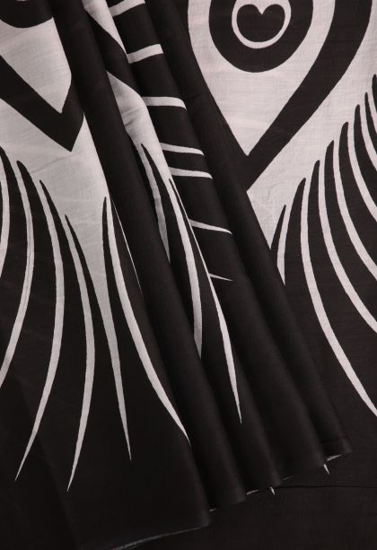 Asphalt Black Cotton Sarees with Without Zari Zari Floral Patterns