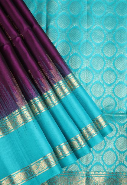 Amethyst Purple Soft Silk Saree with Gold Zari Rain Drops Mottif