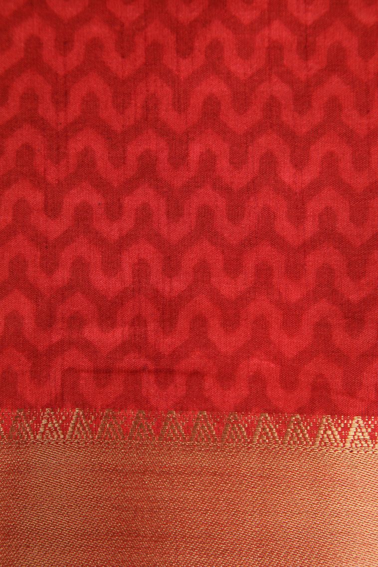 Sage Green Semi Tussar Silk with Gold Zari Pochamballi Pattern view 3