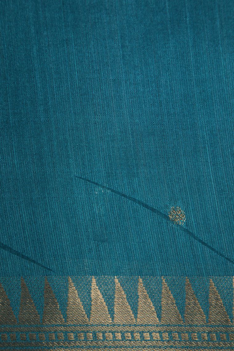 Cerulean Blue Banaras Sarees with Gold Zari Buttis (small Dots Or Motifs) view 3