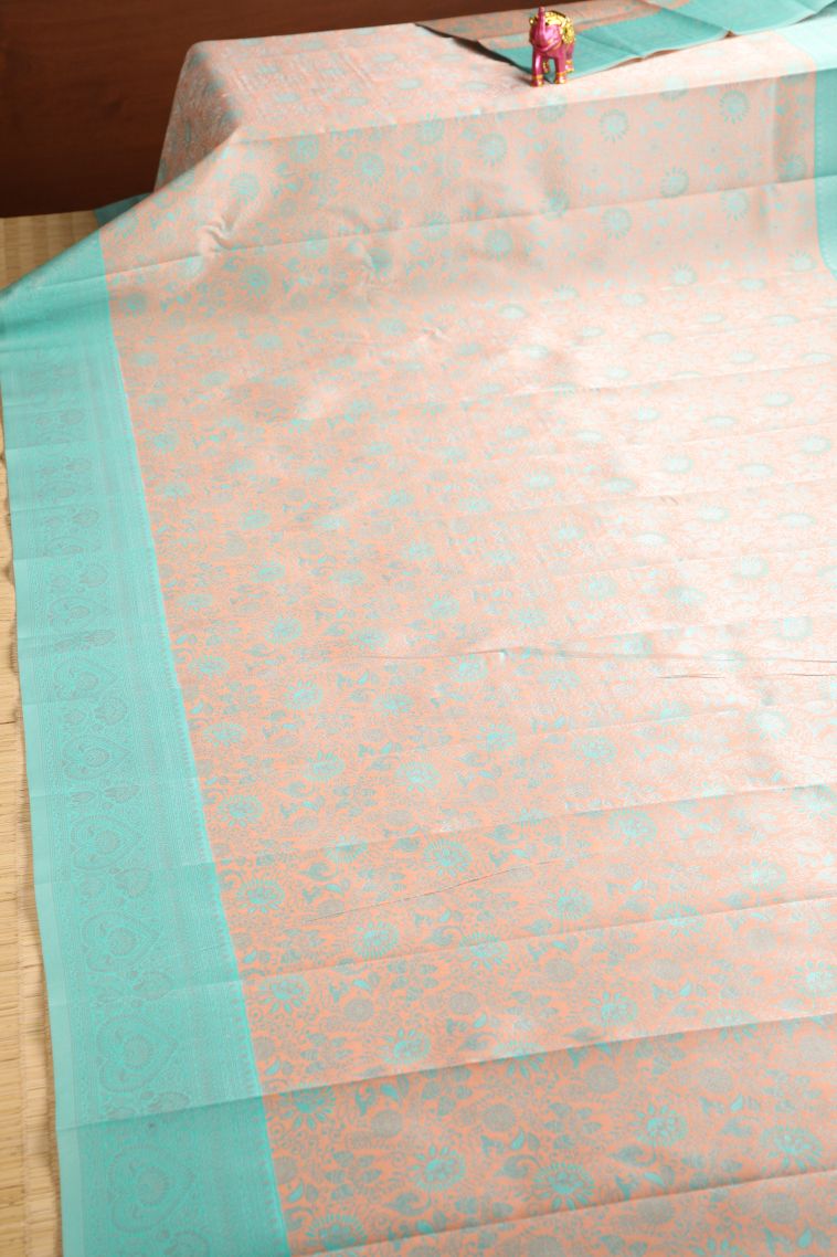 Coconut White Visiri Madippu Silk Sarees with Silver Zari Floral Patterns view 2