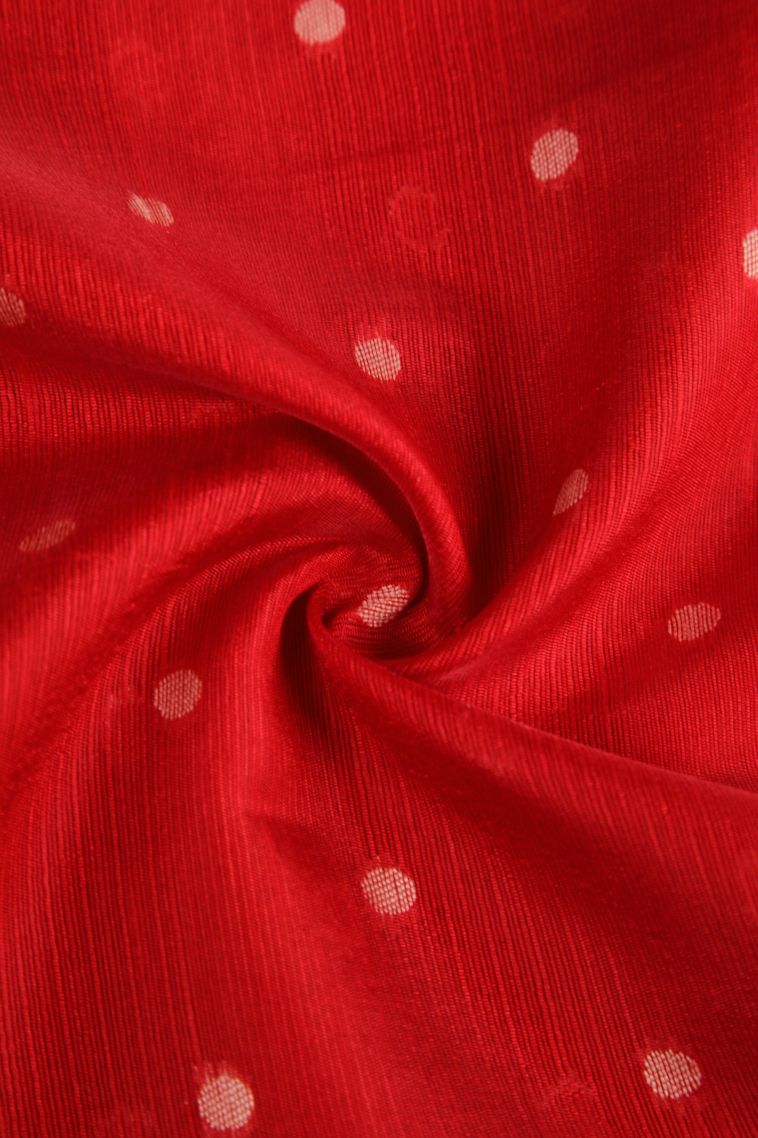 Candy Red Semi Tussar Silk with Without Zari Zari Buttis (small Dots Or Motifs) view 4