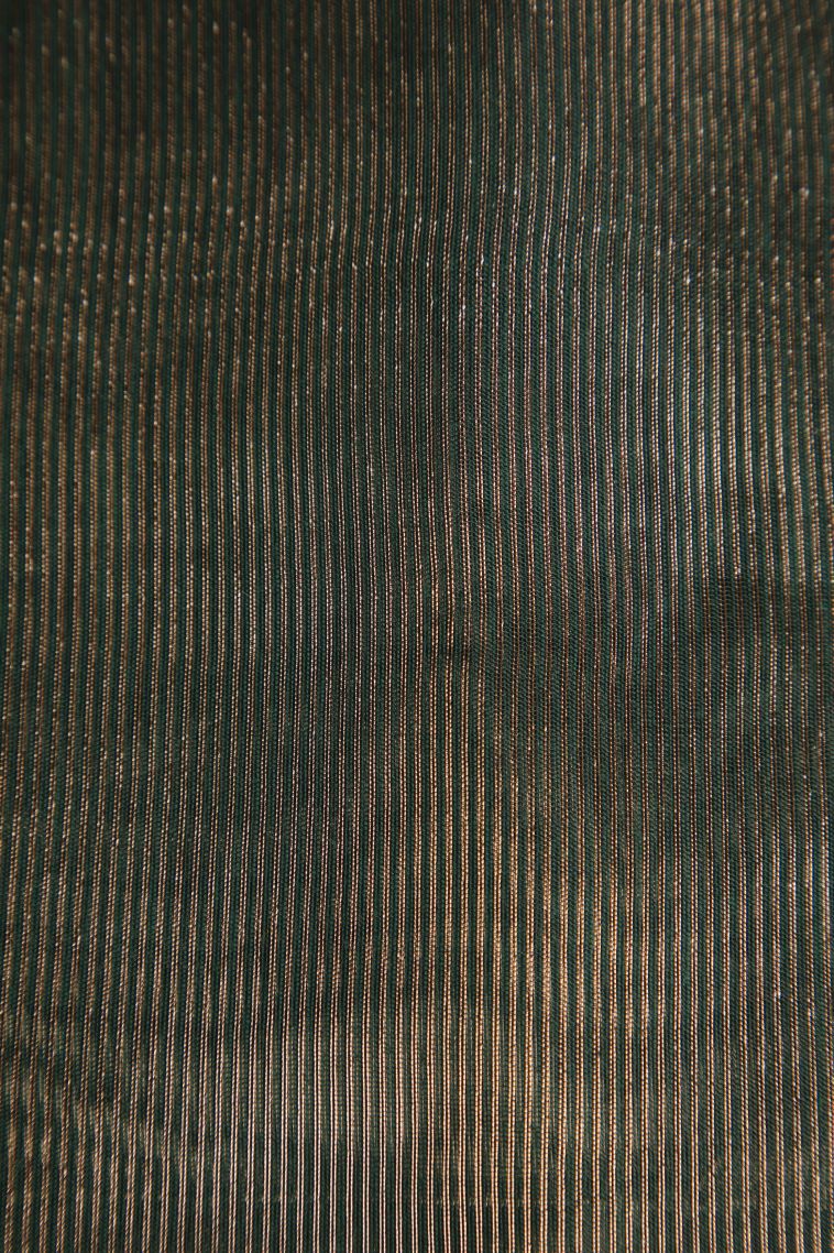 Bottle Green Semi Tussar Silk with Gold Zari Stripes view 3