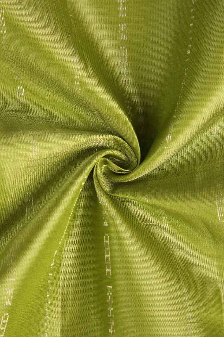 Olive Green Soft Silk Saree with Gold Zari Stripes view 4