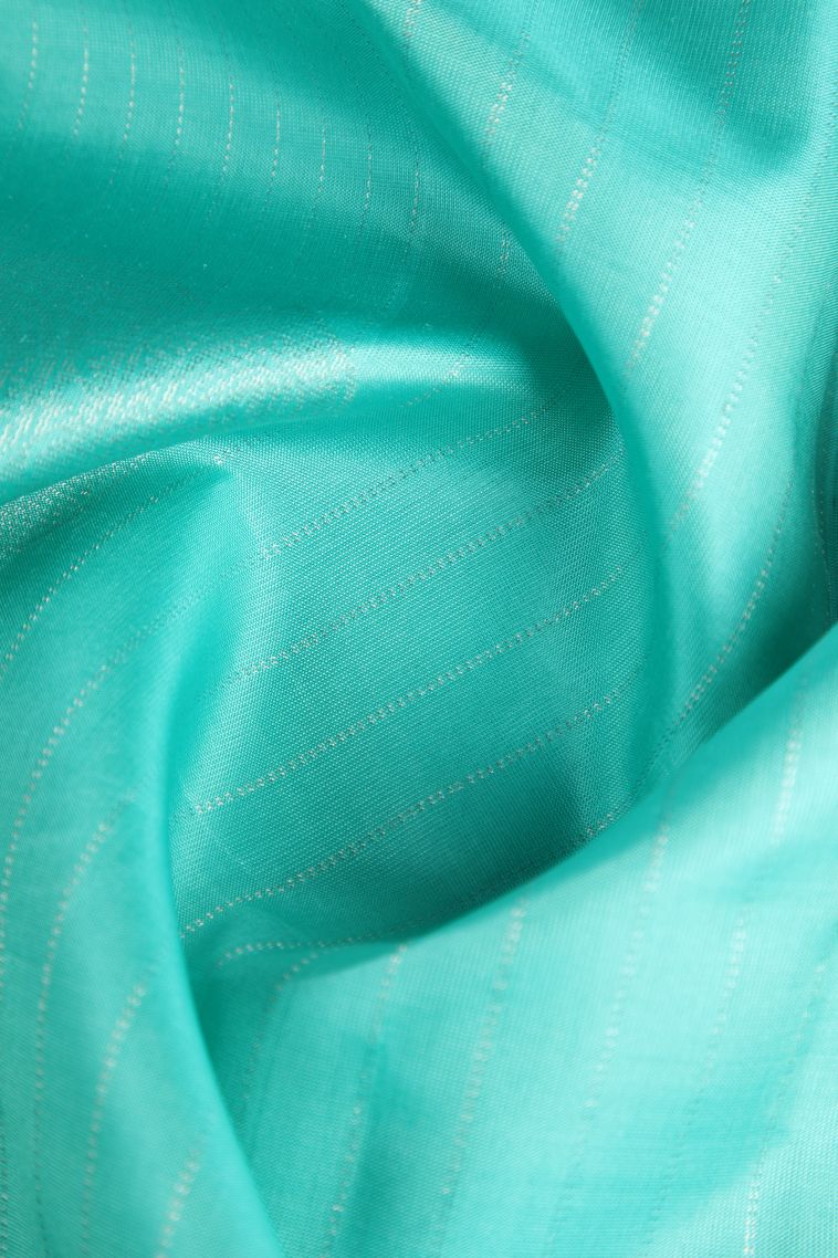 Arctic Blue Soft Silk Saree with Silver Zari Floral Puttas view 4