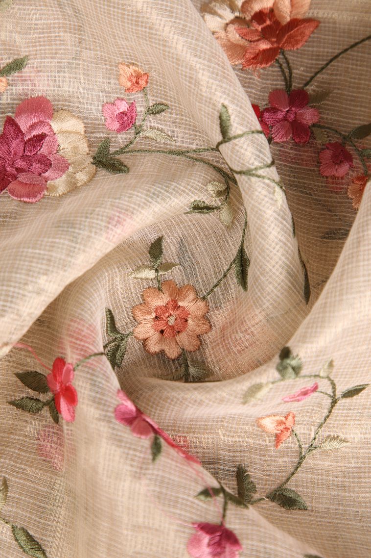 Alabaster White Tissue Silk Sarees with Gold Zari Embroidary view 4