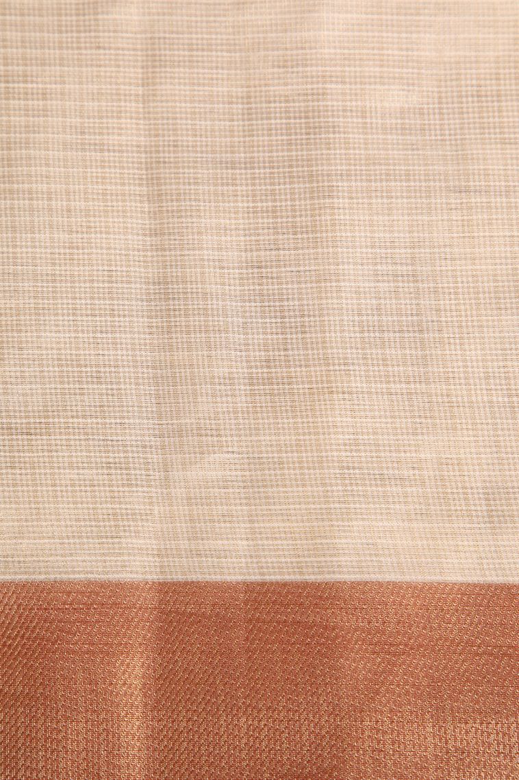 Alabaster White Tissue Silk Sarees with Gold Zari Embroidary view 3