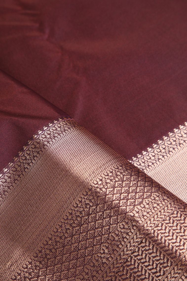 Bubble Purple Apoorva Silk Sarees with Copper Zari Floral Puttas view 3