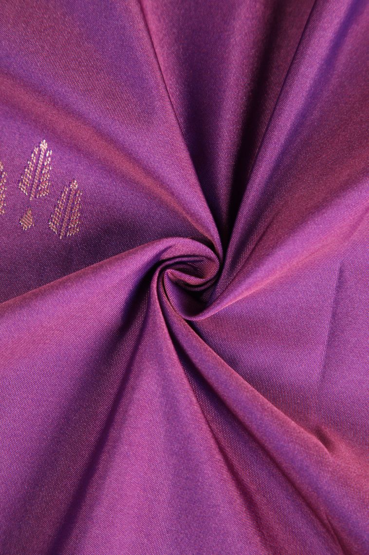 Bubble Purple Apoorva Silk Sarees with Copper Zari Floral Puttas view 4