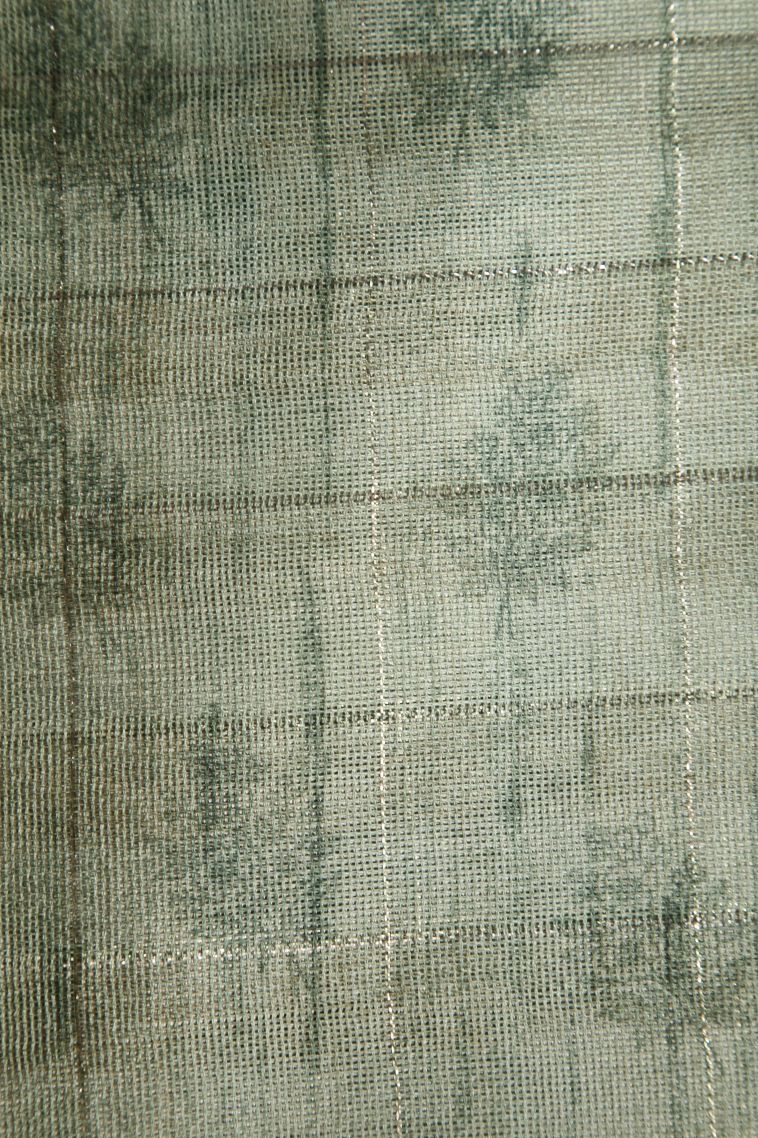 Mint Green Jute Sarees with Silver Zari Checks view 3