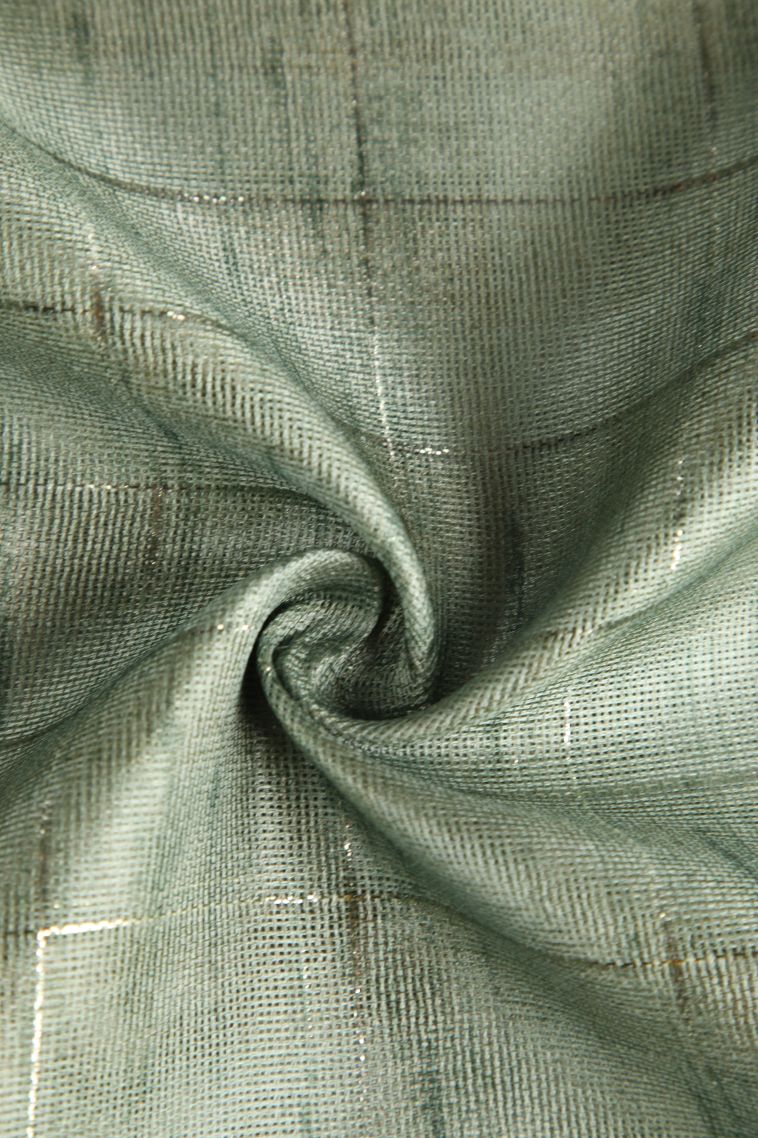 Mint Green Jute Sarees with Silver Zari Checks view 4