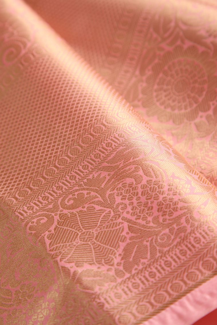 Caramel Brown Apoorva Silk Sarees with Gold Zari Floral Patterns view 4