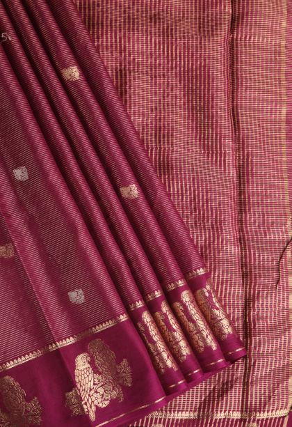 Bindi Red Banaras Sarees with Gold Zari Peacock Motifs
