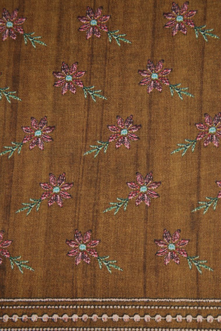 Peanut Brown Semi Tussar Silk with Gold Zari Zig Zag Pattern view 3