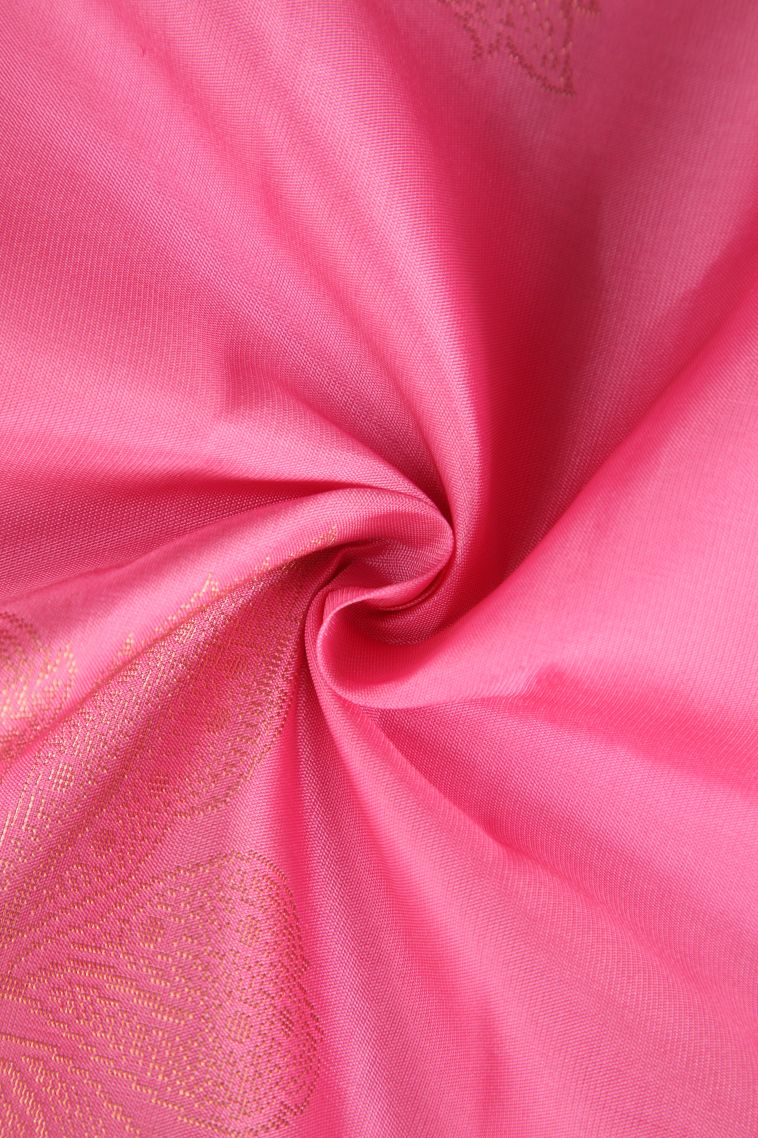 Rouge Pink Soft Silk Saree with Copper Zari Floral Puttas view 4