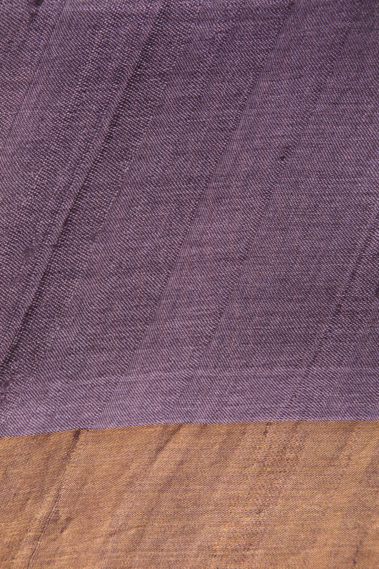 Heather Purple Tussar Saree with Gold Zari Floral Patterns view 3