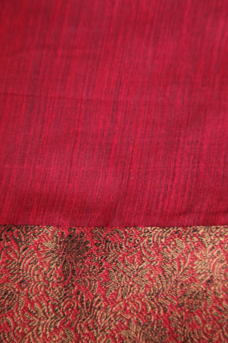 Cerulean Blue Semi Tussar Silk with Gold Zari Plain view 3