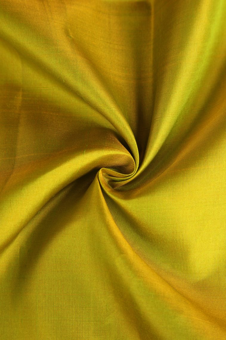 Chartreuse Green Soft Silk Saree with Gold Zari Floral Patterns view 4